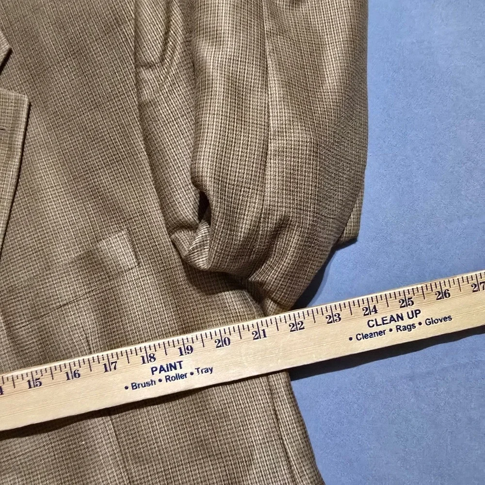 Chaps Blazer Mens 42R Tan Micro Check Two Button Sport Coat Jacket